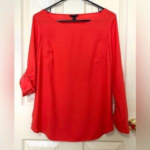 Ann Taylor Petite Roll-Up Sleeves Blouse